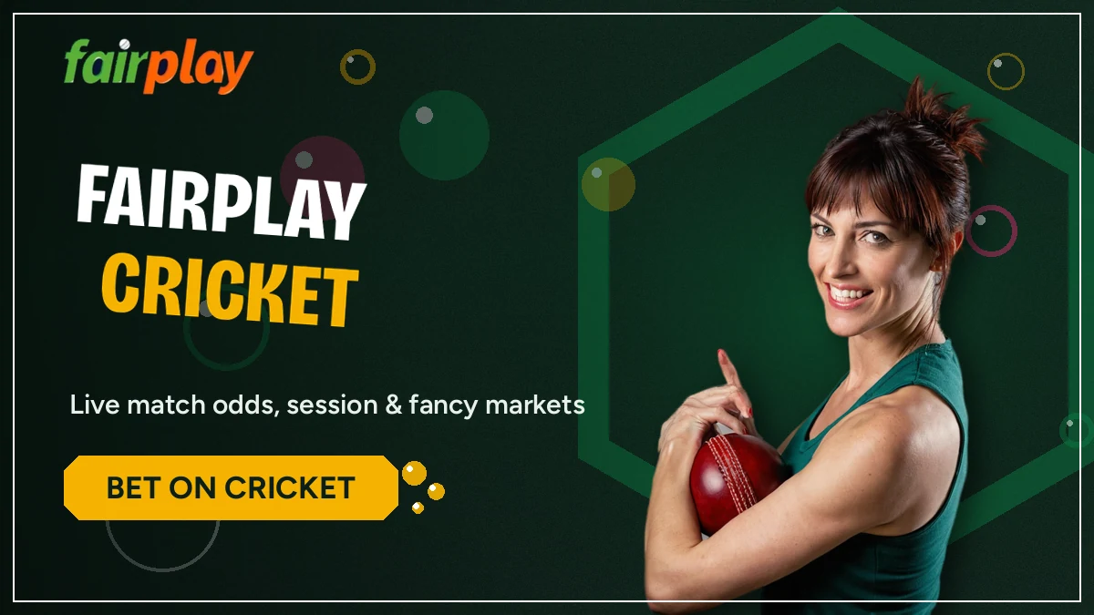FairPlay Cricket banner — bowler holding a red cricket ball beside the live odds line
