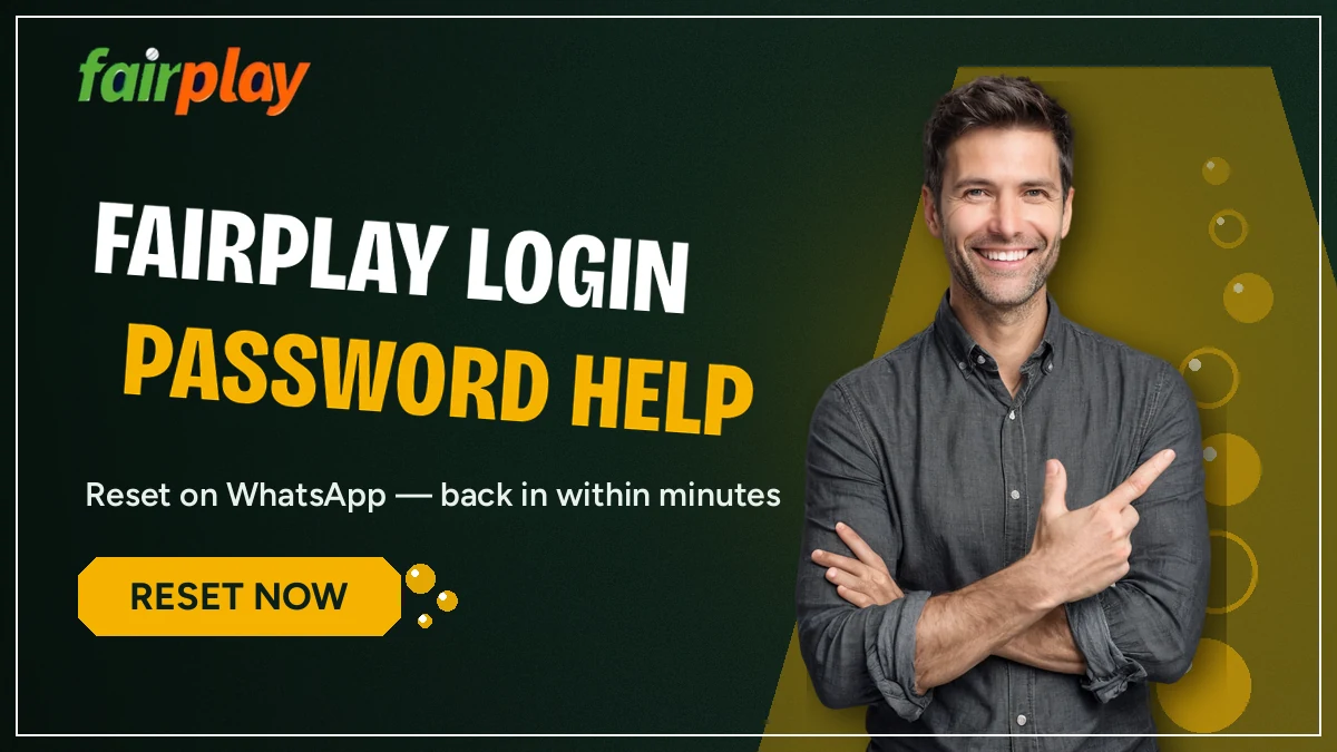 FairPlay Login Password banner — coach counting three password reset steps on his fingers